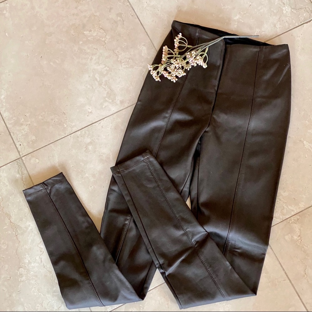 LYSSÉ faux leather leggings in espresso brown